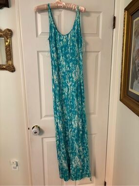 Tart Teal and White Maxi Dress